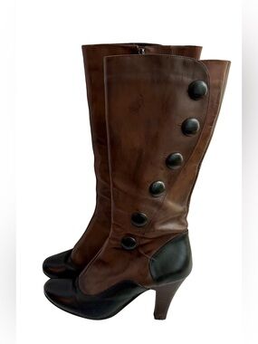 Ferra Giacomo Brown and black Leather High heeled Boots Size 9
